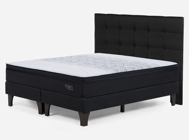 JUEGO DE DORMITORIO ROSEN CAMA EUROPEA TEMPO BD 2 PLAZAS + RESPALDO ISSEY GRAFITO - 2