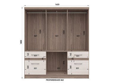 CLOSET YARDAS Y544 6 PUERTAS 4 CAJONES - 5