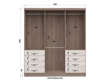 CLOSET YARDAS MODELO Y338 6 PUERTAS 8 CAJONES - 5