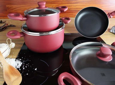 BATERÍA DE COCINA MARMICOC SPRING GRANATE 7 PIEZAS - 9