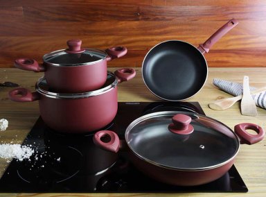 BATERÍA DE COCINA MARMICOC SPRING GRANATE 7 PIEZAS - 10