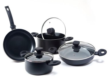 BATERÍA DE COCINA MARMICOC SPRING NEGRO 7 PIEZAS - 1