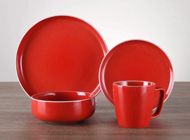 JUEGO DE VAJILLA RIPLEY HOME CANDY CERÁMICA ROJO - 1