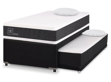 JUEGO DE DORMITORIO CIC CAMA DIVAN NEW ORTOPEDIC BLACK 1.5 PLAZAS GRIS + ALMOHADAS - 2