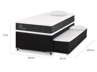 JUEGO DE DORMITORIO CIC CAMA DIVAN NEW ORTOPEDIC BLACK 1.5 PLAZAS GRIS + ALMOHADAS - 3