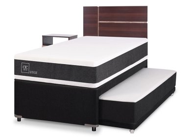 JUEGO DE DORMITORIO CIC CAMA DIVAN NEW ORTOPEDIC BLACK 1.5 PLAZAS GRIS + SET ENIO - 2