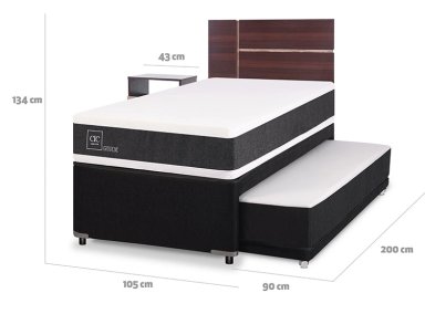 JUEGO DE DORMITORIO CIC CAMA DIVAN NEW ORTOPEDIC BLACK 1.5 PLAZAS GRIS + SET ENIO - 3