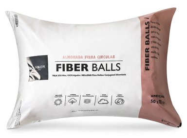 ALMOHADA CANNON FIBER BALLS 200H 70 X 50 CM ALGODÓN BLANCO - 1