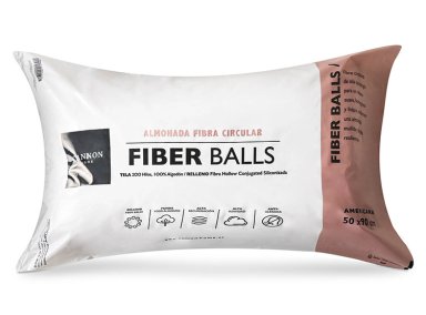 ALMOHADA CANNON FIBER BALLS 200H 90 X 50 CM ALGODÓN BLANCO - 1