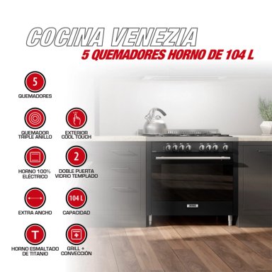 COCINA THOMAS 5 QUEMADORES VENEZIA HORNO DE 104 L - 4