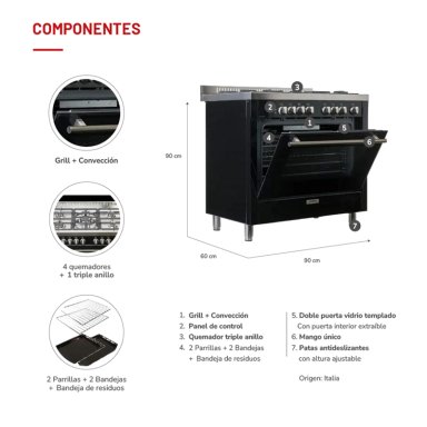COCINA THOMAS 5 QUEMADORES VENEZIA HORNO DE 104 L - 6