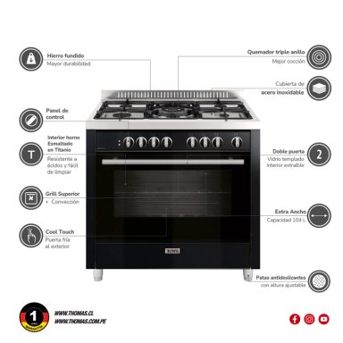 COCINA THOMAS 5 QUEMADORES VENEZIA HORNO DE 104 L - 7