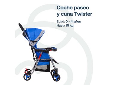 COCHE PASEO BEBE CUNA TWISTER SX AZUL BEBESIT - 3