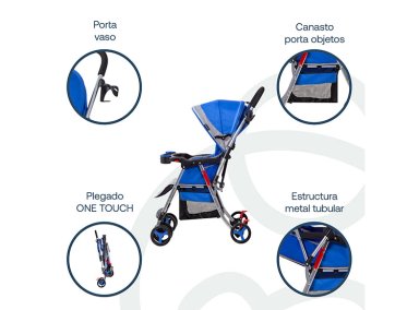 COCHE PASEO BEBE CUNA TWISTER SX AZUL BEBESIT - 6
