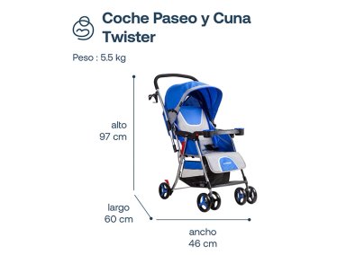 COCHE PASEO BEBE CUNA TWISTER SX AZUL BEBESIT - 9