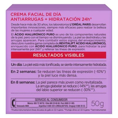 CREMA FACIAL LOREAL HIDRATANTE ANTIARRUGAS DÍA DERMO EXPERTISE REVITALIFT SPF 20 50 ML ÁCIDO HIALURÓNICO - 5