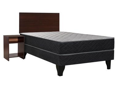 JUEGO DE DORMITORIO CELTA CAMA EUROPEA APOLO 1.5 PLAZAS NEGRO + SET CASTILLA - 1