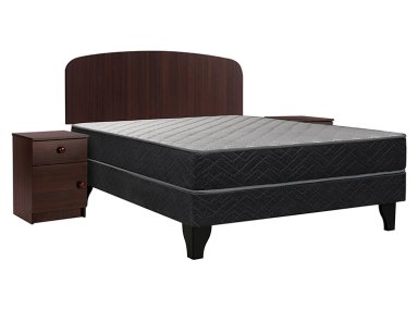 JUEGO DE DORMITORIO CELTA CAMA EUROPEA APOLO FULL NEGRO + SET CORDOBA 2 VELADORES - 1