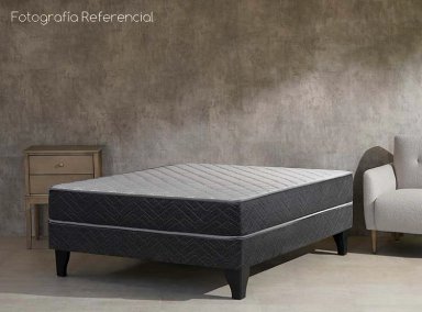 JUEGO DE DORMITORIO CELTA CAMA EUROPEA APOLO FULL NEGRO + SET CORDOBA 2 VELADORES - 7
