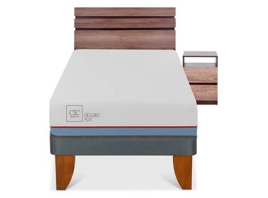 JUEGO DE DORMITORIO CIC CAMA EUROPEA EXCELLENCE PLUS 1 PLAZA + SET ARES - 1