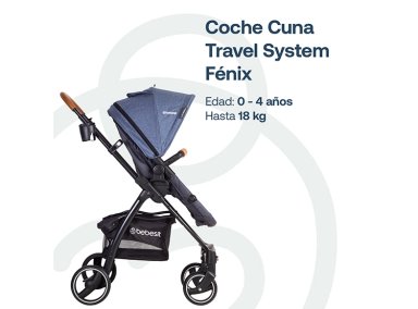 COCHE CUNA TRAVEL SYSTEM BEBE FÉNIX AZUL BEBESIT - 4
