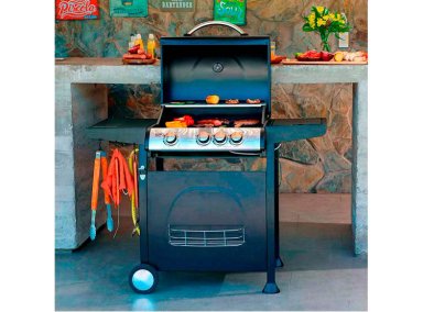 PARRILLA A GAS BBQ GRILL BBQ304GCQL GIORGIA 3 QUEMADORES + QUEMADOR LATERAL NEGRO - 9