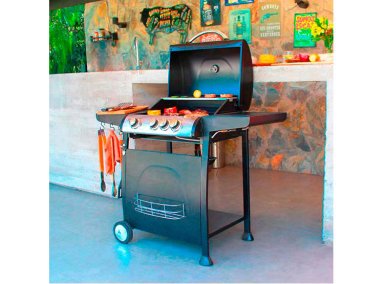 PARRILLA A GAS BBQ GRILL BBQ304GCQL GIORGIA 3 QUEMADORES + QUEMADOR LATERAL NEGRO - 10