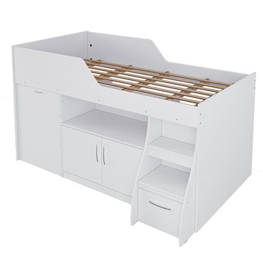 SET CAMA NIDO RIPLEY HOME 1.5 PLAZAS BLANCO + ESCRITORIO RETRACTIL OFF - 3