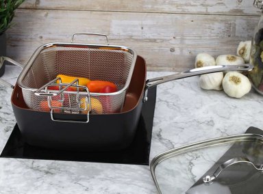 SARTEN MARMICOC MULTIUSO SPRING NEGRO 24 CM ALUMINIO 4 PIEZAS - 11