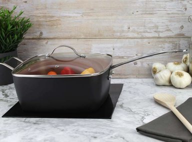 SARTEN MARMICOC MULTIUSO SPRING NEGRO 24 CM ALUMINIO 4 PIEZAS - 10