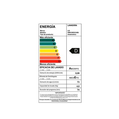LAVADORA CARGA FRONTAL LG WM12WVC4S6 12KG BLANCO - 11