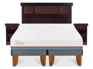 JUEGO DE DORMITORIO CIC CAMA EUROPEA EXCELLENCE PLUS BD 2 PLAZAS + SET NEW DUBLIN CHOCOLATE - 1