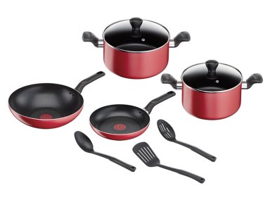 BATERÍA DE COCINA TEFAL SUPER COOK ROJO 9 PIEZAS - 1
