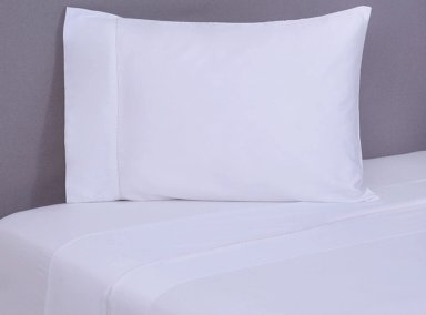 JUEGO DE SÁBANAS FABRICS 1.5 PLAZAS 400 HILOS ALGODÓN BLANCO LISO - 1