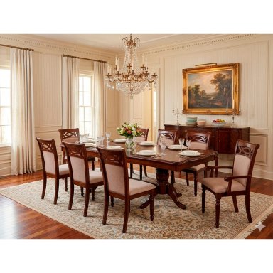 JUEGO DE COMEDOR RIPLEY HOME BRITISH 6 SILLAS 2 SITIALES EXTENSIBLE CAFÉ - 1