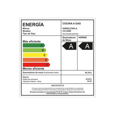 COCINA A GAS SINDELEN CH-5490NI 4 PLATOS ACERO - 5