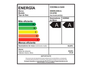 COCINA A GAS SINDELEN CH-6700IN 4 PLATOS ACERO - 4
