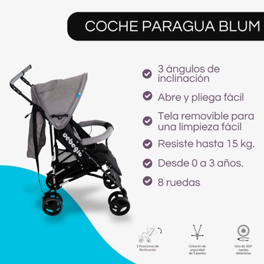 COCHE PARAGÜAS BEBEGLO RS-1395L ACERO GRIS - 9