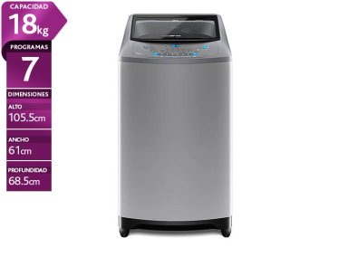 LAVADORA CARGA SUPERIOR FENSA PREMIUM CARE 18 SZ 18KG PLATA - 1