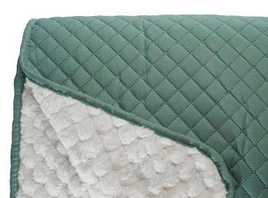 CUBRECAMA QUILT ANDES 2 PLAZAS VERDE SHERPA LISO - 3