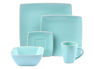 JUEGO VAJILLA RIPLEY HOME CUADRADO AQUA CERÁMICA 30 PIEZAS - 1