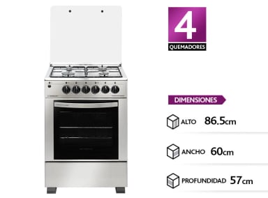 COCINA A GAS SINDELEN CH-6200IN 4 PLATOS ACERO - 1
