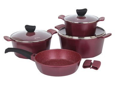 BATERÍA DE COCINA LOVEN EBBA BURGUNDY BURDEO 7 PIEZAS - 1