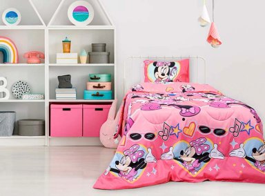 PLUMÓN MASHINI MINNIE DISNEY SWEET 1.5 PLAZAS ROSADO ESTAMPADO - 1