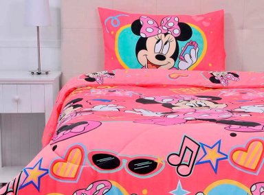 PLUMÓN MASHINI MINNIE DISNEY SWEET 1.5 PLAZAS ROSADO ESTAMPADO - 2