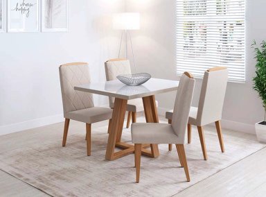 JUEGO DE COMEDOR DECOCASA MARA DAISY 4 SILLAS BLANCO - 1