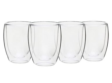 SET 4 VASOS RIPLEY HOME DOBLE PARED VIDRIO TRANSPARENTE 350 ML - 1
