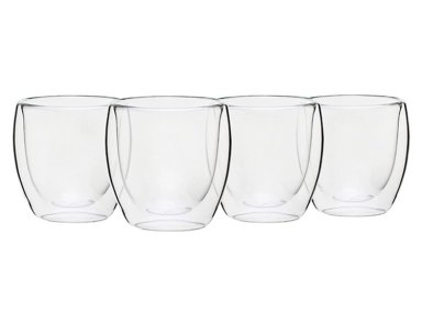 SET 4 VASOS RIPLEY HOME DOBLE PARED VIDRIO TRANSPARENTE 100 ML - 1