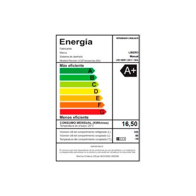 REFRIGERADOR BOTTOM FREEZER LIBERO LRB-180DFI 157L FRÍO DIRECTO ACERO - 10