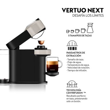 CAFETERA NESPRESSO CÁPSULA VERTUO NEXT GRIS CLARO + ESPUMADOR DE LECHE AEROCCINO 3 - 4